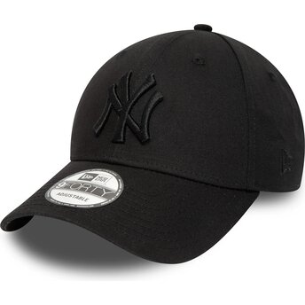 New Era Curved Brim Black Logo 9FORTY League Essential New York Yankees MLB Black Adjustable Cap