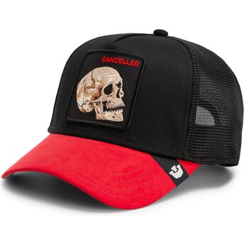 Goorin Bros. Cancelled Skull Trucker Microsuede The Farm Black and Red Trucker Hat