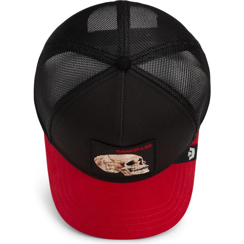 goorin-bros-cancelled-skull-trucker-microsuede-the-farm-black-and-red-trucker-hat goorin-bros-cancelled-skull-trucker-microsuede-the-farm-black-and-red-trucker-hat