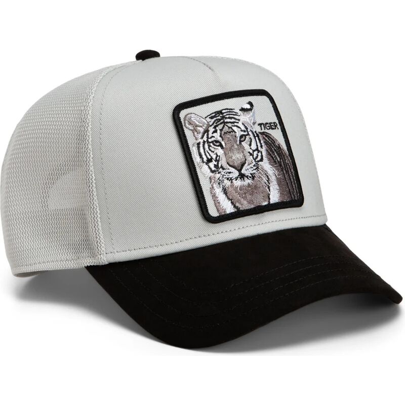 goorin-bros-suede-tiger-microsuede-the-farm-grey-and-black-trucker-hat goorin-bros-suede-tiger-microsuede-the-farm-grey-and-black-trucker-hat