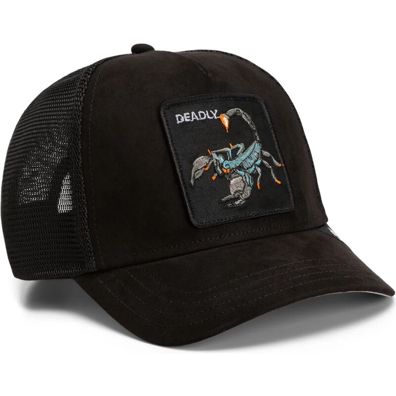 goorin-bros-suede-scorpion-microsuede-the-farm-black-trucker-hat goorin-bros-suede-scorpion-microsuede-the-farm-black-trucker-hat