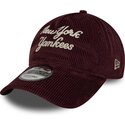 new-era-curved-brim-9twenty-a-frame-cord-script-new-york-yankees-mlb-maroon-adjustable-cap