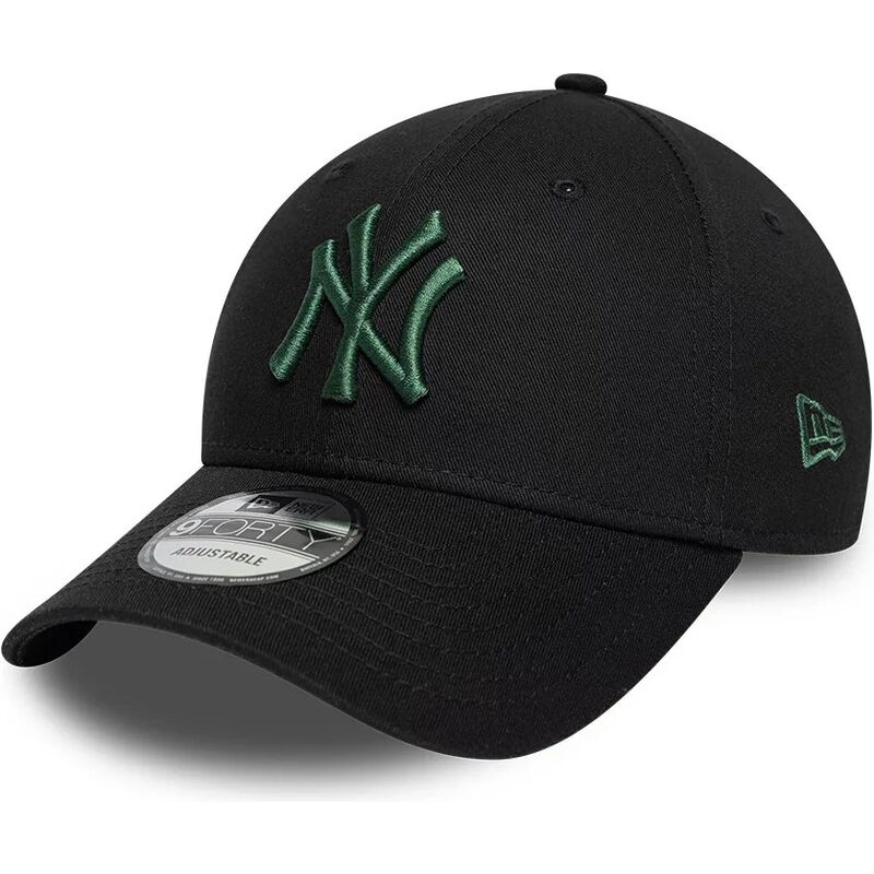 new-era-curved-brim-dark-green-logo-9forty-league-essential-new-york-yankees-mlb-black-adjustable-cap