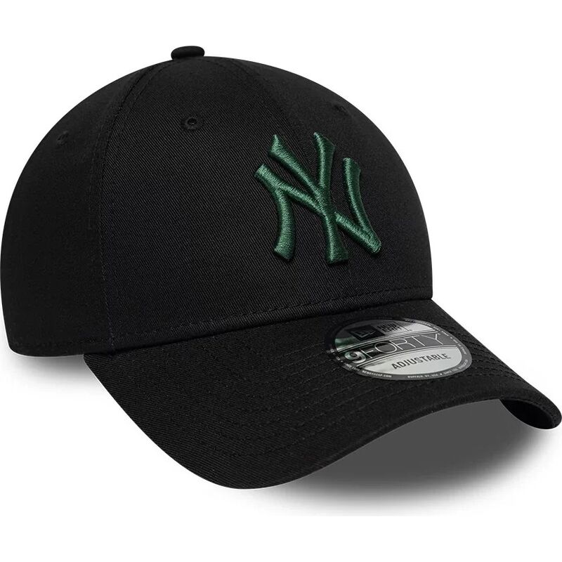 new-era-curved-brim-dark-green-logo-9forty-league-essential-new-york-yankees-mlb-black-adjustable-cap