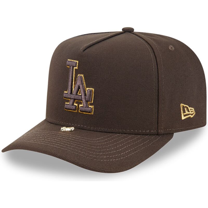 new-era-curved-brim-9fifty-a-frame-precurved-visor-pin-los-angeles-dodgers-mlb-brown-snapback-cap