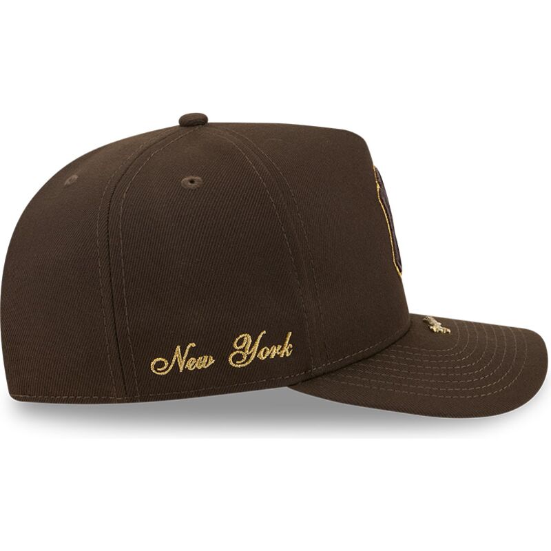 new-era-curved-brim-9fifty-a-frame-precurved-visor-pin-new-york-yankees-mlb-brown-snapback-cap