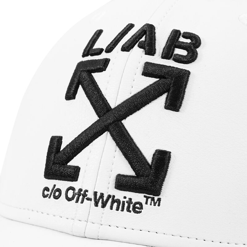 l-ab-c-o-off-white-curved-brim-clamp-arrows-pu-leather-white-adjustable-cap l-ab-c-o-off-white-curved-brim-clamp-arrows-pu-leather-white-adjustable-cap