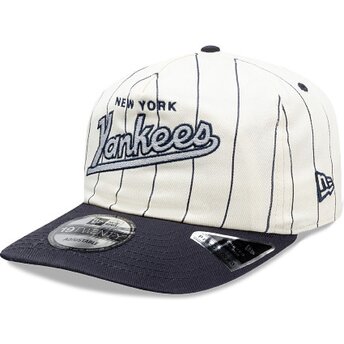 New Era Curved Brim 19TWENTY Pinstripe New York Yankees MLB Navy Blue and White Snapback Cap