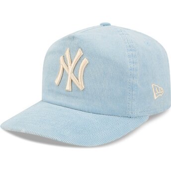 New Era Curved Brim 19TWENTY Precurved Corduroy Pastel New York Yankees MLB Blue Adjustable Cap