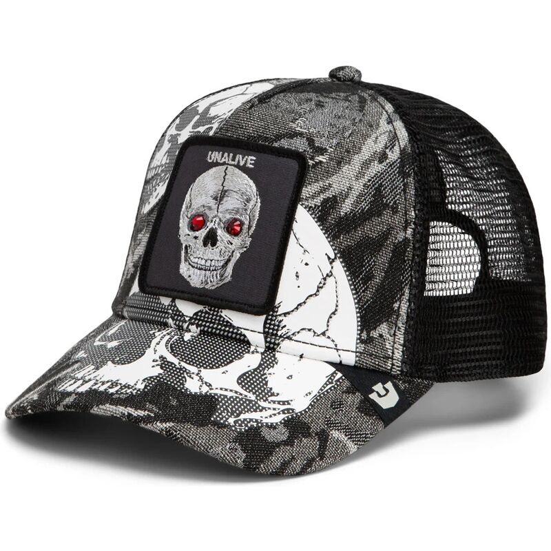 goorin-bros-skull-bone-head-unalive-the-farm-black-trucker-hat goorin-bros-skull-bone-head-unalive-the-farm-black-trucker-hat