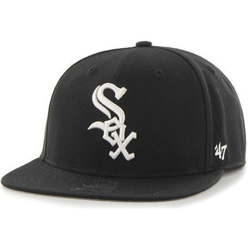 47-brand-flat-brim-mlb-chicago-white-sox-smooth-black-snapback-cap