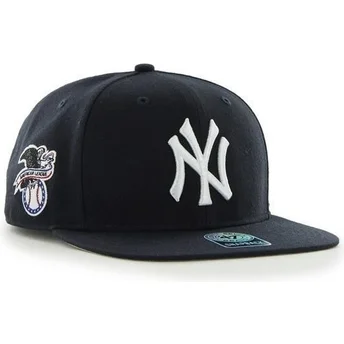 47 Brand Flat Brim Side Logo MLB New York Yankees Smooth Navy Blue Snapback Cap