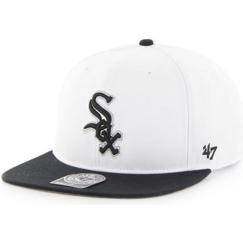 47-brand-flat-brim-side-logo-mlb-chicago-white-sox-smooth-white-snapback-cap