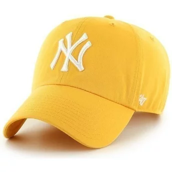 47 Brand Curved Brim Large Front Logo MLB New York Yankees Yellow Cap